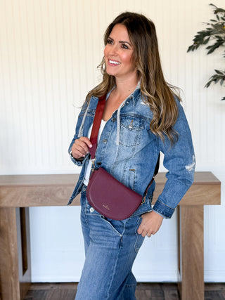 Luna Half-Moon Crossbody, Oxblood