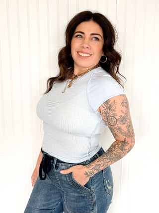 The Powder Blue Edge Stitch Knit