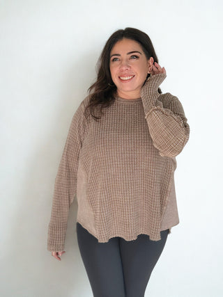 Mineral Washed Relaxed Thermal Waffle Knit Top