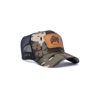 Dad Gang Hat, Leather Patch Black Camo