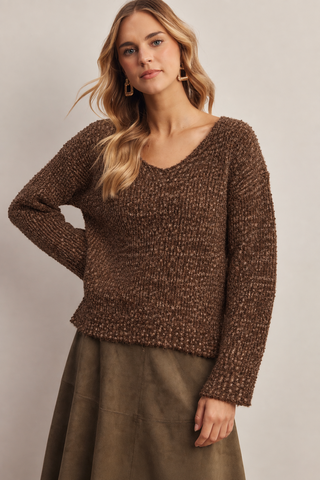 LISTICLE Women's Autumn Confetti Knit Sweater, Brown