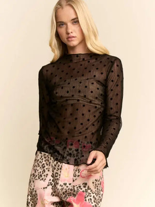 DAVI & DANI Women's Bewitched Dots Sheer Top