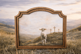 3 Crosses Lamb Provincial Framed Art - 420 Home Decor - The Farmhouse