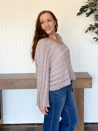 Twist & Turn Cable Knit Top, Caramel Almond