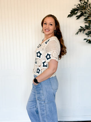 Desert Star Crochet Button Cardigan