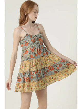 The Portofino Patchwork Mini Ruffle Dress