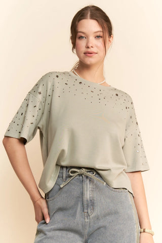 The Stardust Stud Tee, Sage