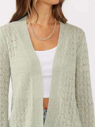 The Linea Ribbed Cardigan, Light Sage