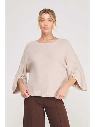 ALLIE ROSE Women's Latte Weather Stitch Knit Sweater