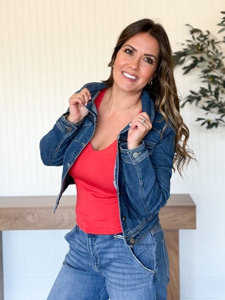 Anytime Essential V-Neck Tank, Red