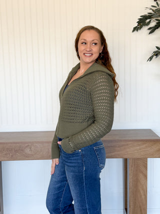 Olive Grove Zip-Up Knit Jacket