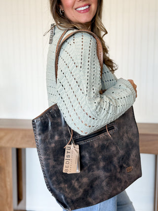 BedStu Barra ll Purse, Black Lux Tan Rustic