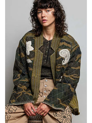 POL Women's Saddle Stitch Paisley Jacket