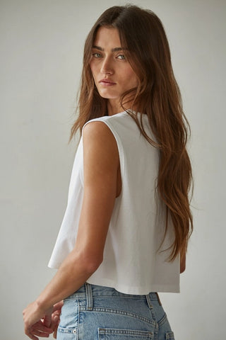 The Cotton Muse Crop Tank, White