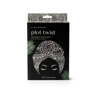 Plot Twist Microfiber Turbo Towel, Black Petal Print