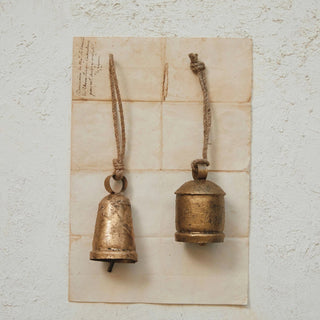 4 " H Metal Bell Ornament w / Jute Hanger - 430 Holiday Décor - The Farmhouse