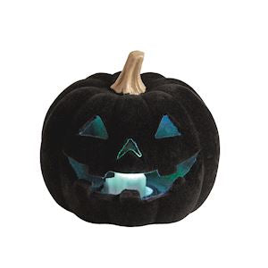 Mud Pie Light-Up Flocked Jack-O'-Lantern Black
