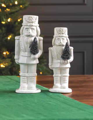 Side view of Mud Pie large white stoneware nutcracker figure