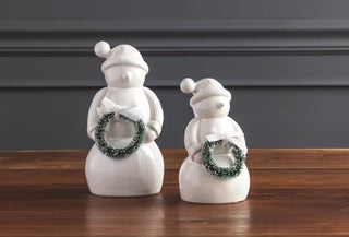 Alternate view of Mud Pie small white reactive glaze stoneware snowman