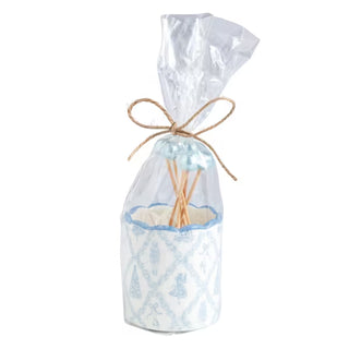 Mud Pie blue nutcracker toothpick caddy with bauble-topped wooden toothpicks