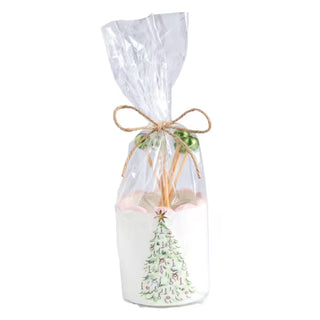 Mud Pie ceramic tree toothpick caddy set with bauble-topped wooden picks