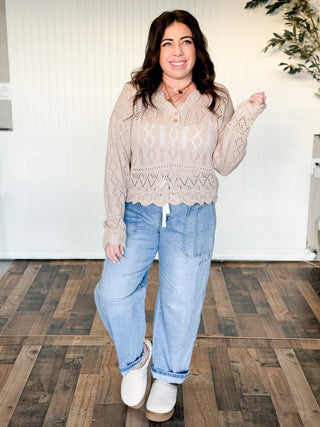 Isla Scallop Crochet Sweater Top