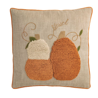 Pumpkins Tufted Chambray Applique Pillow