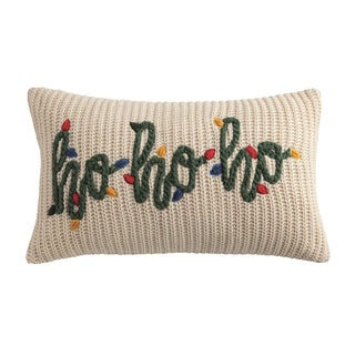 Ho Ho Ho Chunky Knit Embroidered Pillow