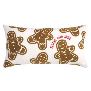 Mud Pie felted wool gingerbread Christmas pillow with embroidered sentiment