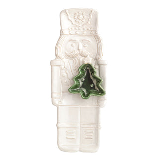 Mud Pie White Nutcracker Chip & Dip with green tree dip well
