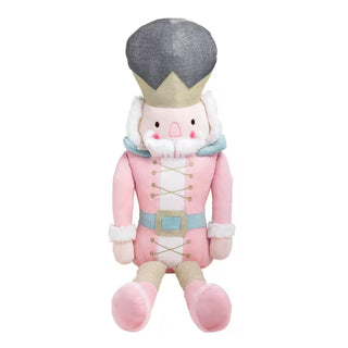 Mud Pie large plush nutcracker in velvet, faux linen and shimmer fabrics