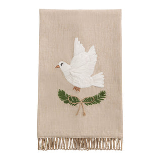 Dove Embroidered Holiday Tea Towel