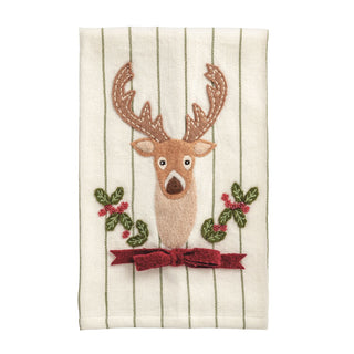 Reindeer Festive Bow Tea Towel