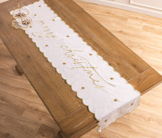 Merry Christmas Gold Table Runner