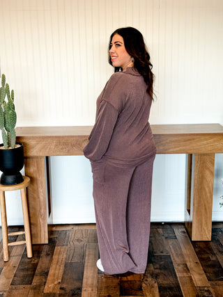 Quiet Confidence Two-Tone Ribbed Set, Mocha