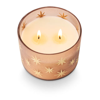Woodfire Frosted Star Glass candle detail