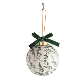 Holly Toile Velvet Bow Ornament