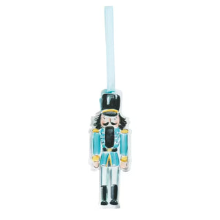 Mud Pie blue acrylic nutcracker ornament with grosgrain ribbon loop