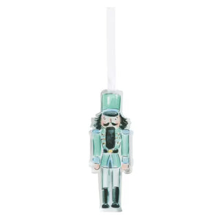Mud Pie green acrylic nutcracker ornament with grosgrain ribbon loop