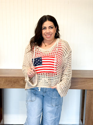 Stars & Stripes Lightweight Hoodie, Beige