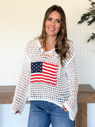 Stars & Stripes Lightweight Hoodie, Ivory