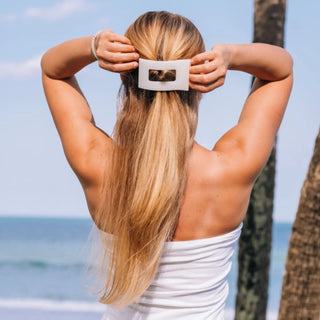 TELETIES Coconut White Flat Rectangle Hair Clip