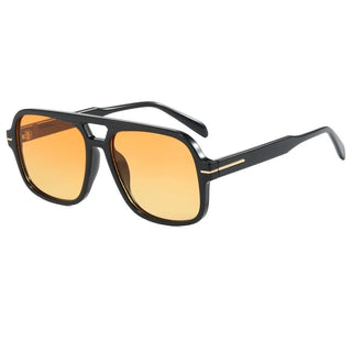 Natalie Oversized Aviator Sunglasses, Black Frame/Amber Lens