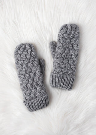 Cozy Knit Mittens, Gray