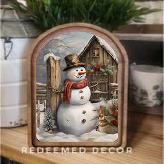 Rustic Snowman Christmas Arch Framed Art, 8.25 x 11”