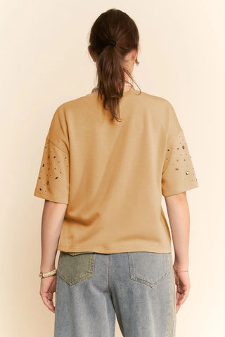 The Stardust Stud Tee, Mocha Beige