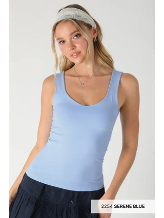 The Darling Neckline Tank, Serene Blue