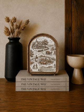 Pumpkin Toile Arch Framed Art 6x8"