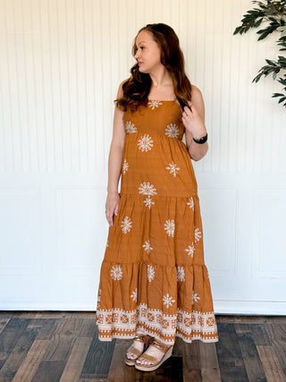 Cottage Border Tie-Front Maxi Dress