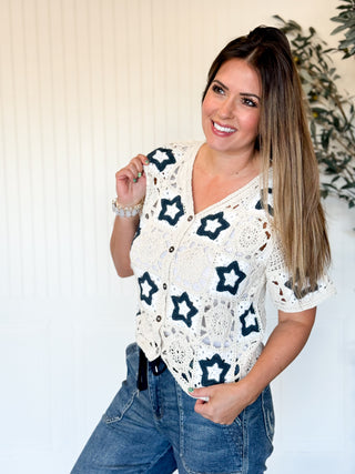 Desert Star Crochet Button Cardigan
